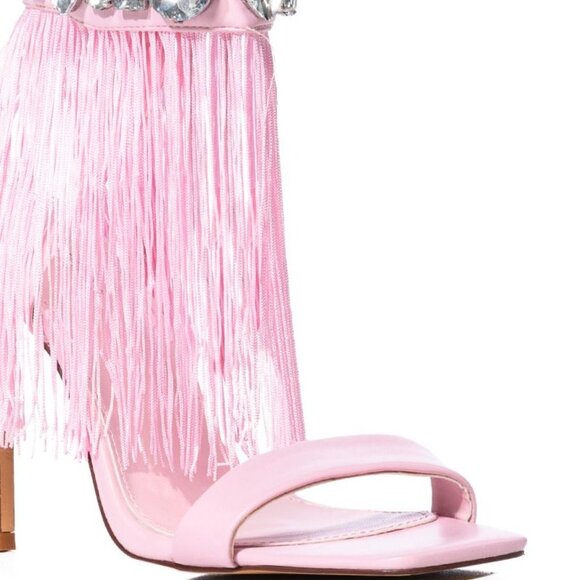 AZALEA  WANG "THE RHINESTONE DRAPED TASSEL SANDAL" IN PINK  (BRAND NEW !!!!!!!!! - Picture 2 of 7